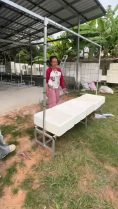 ชั้นปลูกแตงกวา มะเขือเทศ ถั่วพู อัญชัน ผักกินผลและไม้เลื้อยต่างๆ พร้อมตาข่ายถักด้วยเชือกไนล่อนอย่างดี วางได้ 10 กล่อง -เกษตรกรรมยั่งยืน