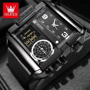 OLEVS Jam Tangan Pria Original Asli Terbaru 2025 Kulit Luminous Analog Multifungsi Men Watch Model