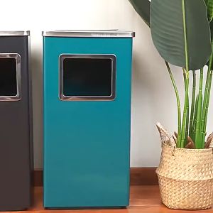 Stainless Steel Outdoor Trash Bin with Removable Ashtray & Inner Bucket - Heavy-Duty Commercial Waste Bin for Hotels Parks and Public Spaces