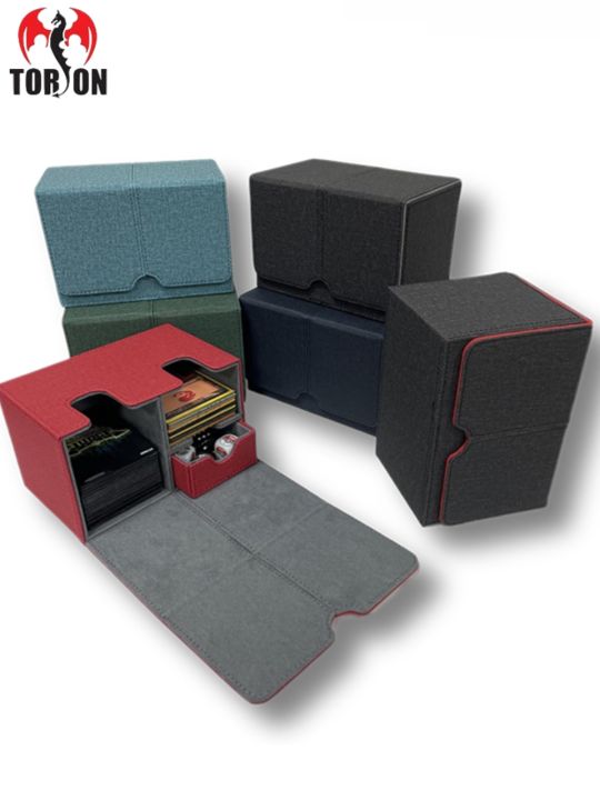 Card Stack Draw Box Double Layer Drawers Card Box PU Card Box Token 160+ Card Box Storage ...