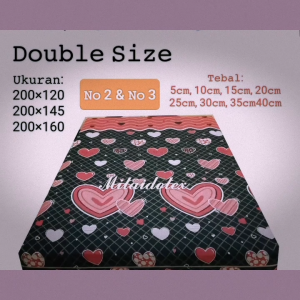 DOUBLE SIZE COVER KASUR BUSA/SEPREI RESLETING/SARUNG KASUR BUSA UKURAN 2 ORANG UKURAN (200 × 120) (200 × 145) (200 × 160) UKURAN TEBAL 5 cm 10 cm 15 cm 20 cm 25 cm 30 cm 35 cm 40 cm BISA REQUES SEMUA UKURAN