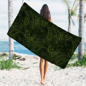Dark Green Paisley Beach Towels Ultra Lightweight Quick Drying Super Absorbent Summer Essential Fast-Drying Towel for Beach