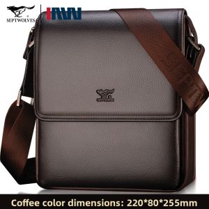 SEPTWOLVES | Mens Leather Shoulder Crossbody Bag New Fashion