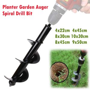 DIY Carbon Steel Planting Hole Digger Drill Bit Planter Garden Auger Spiral Drill Bit For Flower Yard Gardening Bedding Planting