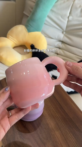 Cốc Sứ Quai Tròn Cute 400ml Không Nắp Không Thìa – Ly Uống Nước Decor Bàn Học Nhiều Mẫu Dễ Thương LILA COCQDAY58