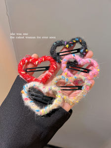 กิ๊บติดผมถักลายหัวใจฤดูใบไม้ร่วง/ฤดูหนาว เครื่องประดับผมสไตล์เกาหลีสำหรับเด็กผู้หญิง ติดขอบผม ติดผมส่วนบน ดีไซน์เปิดโล่ง