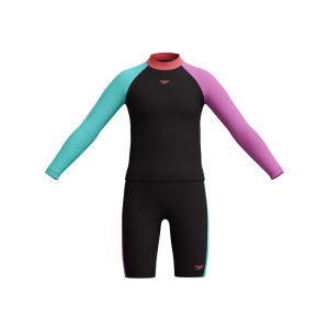 Speedo | Color Block Chlorine Resistant Sun Protection Long Sleeve Split Surf Swimsuit