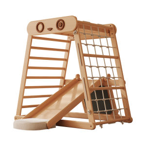 SHAONIANYUSHU | Child Indoor Wooden Climbing Frame Slide Swing Set