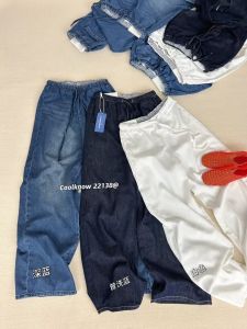 Coolknow Summer New Casual Silk Thin Straight Wide Leg Jeans High Waist Loose Fit Adult Womens High Waist Straight Leg Jeans