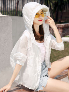 Womens Summer 2025 New Korean Style Loose Breathable Short White Sun Protection Clothing Thin Outerwear Trendy Street Style