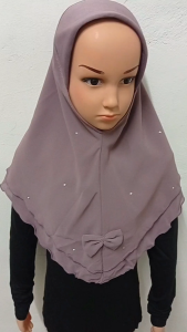 MBS Tudung Sarung Instant Budak Sarung Instant Chiffon Ribbon Bow & Manik Tabur 18 Colors