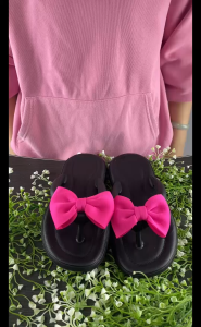 Falimottype)Size 36-41 Womens School Student Shoes Thick Sole Sandal Bowknot Indoor Slippers Anti-slip Flip Flops(add 1 size)