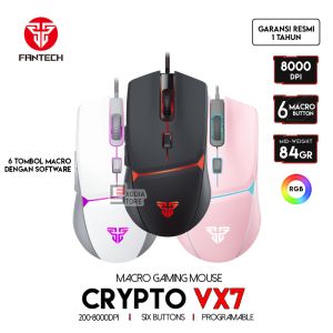Fantech CRYPTO VX7 & CRYPTO II VX7V2 Mouse Gaming Macro 8000 DPI 6 Button Programable Wired RGB Lighting Effect Garansi Resmi 1 Tahun
