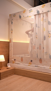 FDM Three Doors Mosquito Net With 2 Curtains Breathable Baby Fall Prevention Protecting