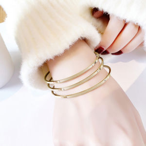 Elegant Rose Gold Titanium Steel Bracelet Womens Fashion Jewelry Three Lives Three Worlds Trilogy Colorless Durable Accessory