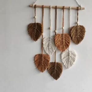 Hand-woven Macrame Wall Hanging Tassel Tapestry Leaves Bohemian DIY Handmade Home Living Room Decors