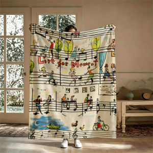 BILIBILI | Music Note Life Sketch Flannel Blanket Perfect for Sofa Office Bed Travel Sleep Read Relax Camping Four Season Use