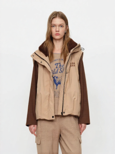 URLAZH | 90 Goose Down Retro Khaki Stand Collar Hooded Sleeveless Down Vest