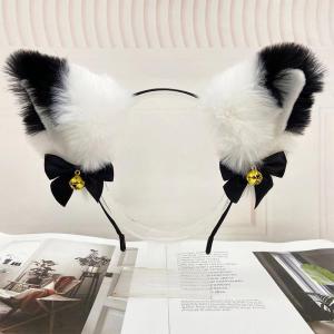 Handmade Anime Cat Ear Hairband Plush Simulation Cute Bowknot Hair Clip Fake Hair Headwear Fashionable Hair Accessories