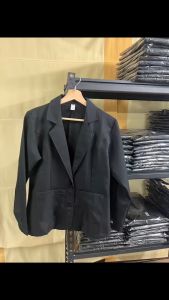 เสื้อสูทผู้หญิงสีดำทรงเข้ารูป อาสาสมัครสาธารณสุข (อสม) เบลเซอร์ผู้หญิงใส่ทำงาน MADE IN THAILAND เนื้อผ้าเบาลื่น ทรงสวยใส่สบาย