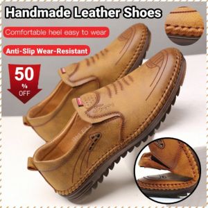 Casual Leather Shoes not Easy to Be Deformed by Bending Smooth Fit Cavernous Shoes Firm
