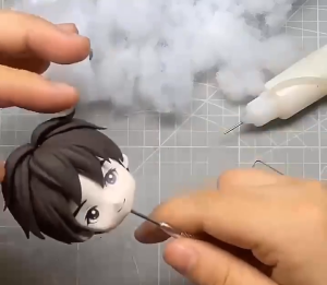 Trứng gỗ kèm đế hỗ trợ tạo hình đất sét tóc chibi