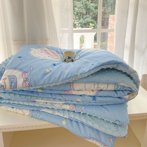 Thickened Pure Cotton Bean Fluff Blanket for Girls Kindergarten Cartoon Design Air Conditioner Blanket Warmth Heating Function