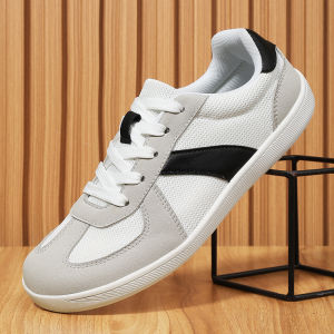 Retro Wide Head Mens Casual Sports Shoes Breathable Mesh Soft Bottom Flat Footbed Outdoor Leisure Rubber Sole round Toe