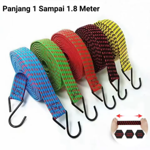 Tali Elastis Bagasi Kait Pipih Gepeng Panjang 1 Meter / Tali Serbaguna Sepeda Mobil Motor Barang