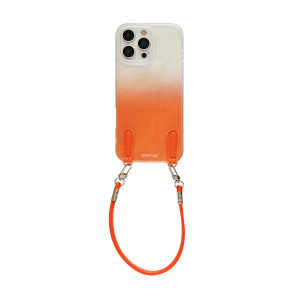 UFULL Ins Style Sweet Girl Heart Star Orange Phone Case Full Cover with Wristband Lanyard Anti-Fall Protection for Apple 17 pro Max