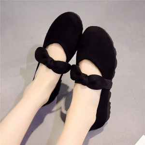 New 2019 Womens Flat Work Shoes Beijing Style Cloth Slip-On Shoes Black Maternity Shoes Comfortable round Toe Casual Loafers