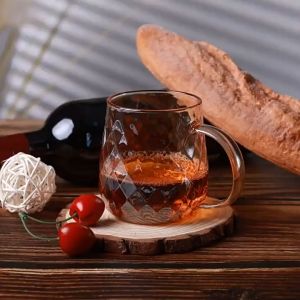 Diamond gold borosilicate glass mug Borosilicate cup Glass cup Cawan emas berlian kaca borosilikat 高硼硅玻璃钻石金水杯1800ML
