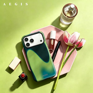 Potdemiel | Teal Gradient Wave Double Layer Hard Shell for iPhone 17 16 15 14 Plus 13 Pro Max Anti-Drop Shockproof PC Case