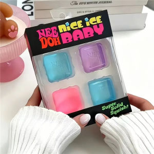 Needoh Nice Ice Cube Fidget Toys Slow Rebound Squishy Toys Stress Reliever Mini 4 Pack Set Anxiety Focus Sensory Cube  Gifts New