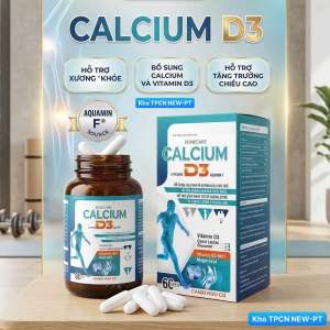 (Canxi Hữu Cơ) CALCIUM D3- Bổ sung Canxi Gluconat AquaminF D3 Giúp tăng chiều cao (h/60v)