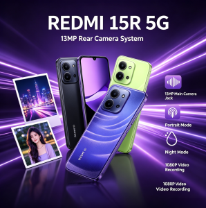 Redmi | Redmi phone Redmi 15R 8+256GB Unlocked Dual SIM Mobile Phone 6.9 LCD Display Dimensity Processor 13MP Camera 6000mAh Battery