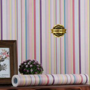 Wallpaper Dinding Salur Pelangi Ukuran 45 Cm x 10 Meter