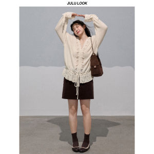 JULULOOK | Bộ Áo Len & Chân Váy Knit Phong Cách Trà Earl Grey Rang Sâu Dành Cho Phụ Nữ Có Vóc Dậy Nhẹ Nhàng