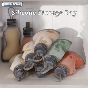 JustLiving 150/250ML Silicone Breastmilk Storage Bag Portable Reusable Rice Paste Store Bag Multifunctional Juice Storage Bag Food Grade Silicone Vegetable Juice Storage Bag