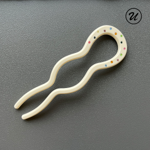 เครื่องประดับผมแบบ U สไตล์เกาหลี ลายจุด ประดับเพชร ชุบอะซิเตท เครื่องประดับผมแบบอเนกประสงค์สำหรับผู้หญิง