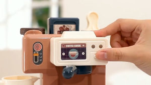 Kids Pretend Play Coffee Machine Supermarket Toy Set with Sound & Light – Mainan Kanak-Kanak Mesin Kopi Mainan Pasar Mini – 儿童过家家仿真声光出水咖啡机糖果冰淇淋超市购物台玩具组合