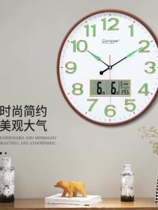 Modern Minimalist Fashion Living Room Wall Clock Night Light Quartz Clock Hanging Table Home Use Clock round Shape Battery Powered