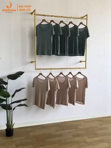 VNS-014 Khung Kệ Sắt Treo Quần Áo Gắn (Bắn) Tường. Sào Giá Sắt Treo Váy Đầm Gắn Tường
