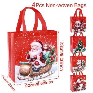 Hoạt Hình Ông Già Noel & EIK Túi Quà Giáng Sinh 4/8 Chiếc Túi Tote Không Dệt Dự Tiệc Tiếp Liệu Cho Quà Tặng Ngày Lễ Sinh Nhật Noel Navidad