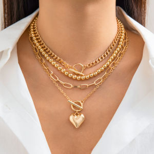 Bộ 4 Dây Chuyền Choker Nhiều Lớp Phong Cách Gothic Mặt Dây Chuyền Hình Trái Tim Dành Cho Nữ Phong Cách Punk Chuỗi Hạt CCB Phụ Kiện Trang Sức