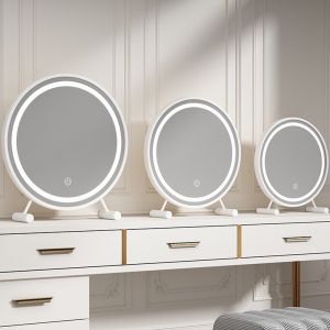 Ahome LED Makeup Mirror Desktop Mirror Round Mirror Beauty Mirror Rechargeable Brightness Vanity Mirror