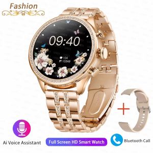 Fashion Luxury Gold Women Smart Watches Valentines Gift Diamond Bracelet Bluetooth Call Notification Reminder Smartwatch Ladies