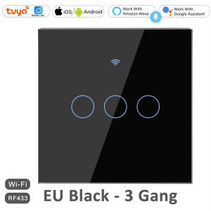 AXUS EU WiFi RF 433mhz Smart Wireless Touch Wall Light 1/2/3/4 Gang with Switch 220V with no Neutral Work With Tuya Alexa Google