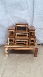 PHRAE WOOD โต๊ะหมู่บูชาไม้สักแท้ หมู่ 7 หน้า 4 (ทั้งชุด) สีใส ขนาด กว้าง 34 ซม. ยาว 48 ซม. สูง 43 ซม.