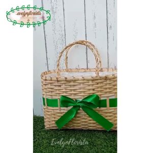 Keranjang Serbaguna Keranjang Anyaman Hampers Idul Fitri Hiasan Pita